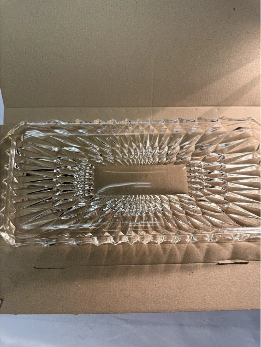 Vintage West German Glass Cake Platter Mid Century 1960-1970 Pressed Glass